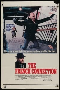 2r409 FRENCH CONNECTION 1sh 1971 Gene Hackman in movie chase, directed by William Friedkin!