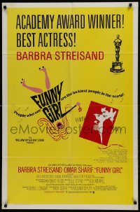 2r428 FUNNY GIRL style B awards 1sh 1969 Barbra Streisand, Sharif, Wyler, Bob Peak & Tal Stubis art