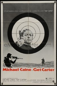 2r438 GET CARTER style B 1sh 1971 cool different image of Michael Caine & sniper with rifle!