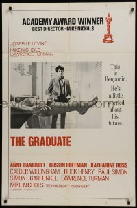 2r457 GRADUATE style A awards 1sh 1968 classic image of Dustin Hoffman & sexy leg, Bancroft!