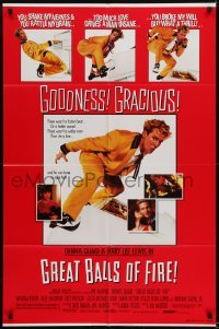 2r462 GREAT BALLS OF FIRE 1sh 1989 Dennis Quaid as rock 'n' roll star Jerry Lee Lewis!