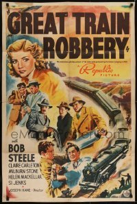 2r464 GREAT TRAIN ROBBERY 1sh 1941 Bob Steele, no connection with the 1903 Edison version!