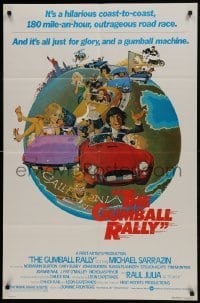 2r475 GUMBALL RALLY style A 1sh 1976 Michael Sarrazin, wacky art of car racing around the world!