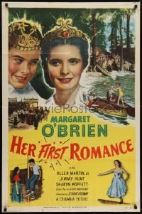 2r498 HER FIRST ROMANCE 1sh 1951 cute grown up Margaret O'Brien wearing tiara!