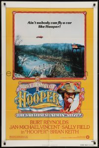 2r518 HOOPER teaser 1sh 1978 great portrait of stunt man Burt Reynolds car jumping ravine!