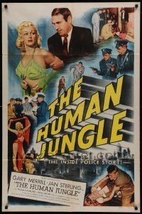 2r534 HUMAN JUNGLE 1sh 1954 Gary Merrill, sexy Jan Sterling, the inside police story!