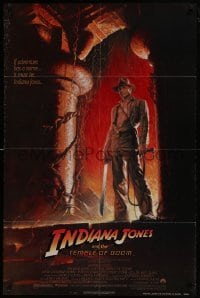 2r548 INDIANA JONES & THE TEMPLE OF DOOM 1sh 1984 art of Harrison Ford by Bruce Wolfe, NSS style!