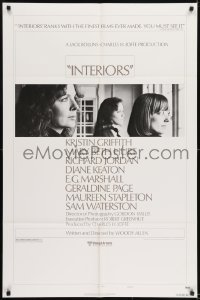 2r552 INTERIORS style B 1sh 1978 Diane Keaton, Mary Beth Hurt, directed by Woody Allen!