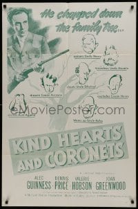 2r571 KIND HEARTS & CORONETS 1sh R1950s Alec Guinness chopped down the family tree!