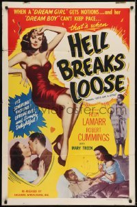 2r605 LET'S LIVE A LITTLE 1sh R1953 full-length sexy Hedy Lamarr, Bob Cummings, Hell Breaks Loose!