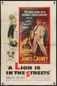 2r608 LION IS IN THE STREETS 1sh 1953 the gutter was James Cagney's throne, sexy Anne Francis!