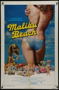 2r640 MALIBU BEACH 1sh 1978 great image of sexy topless girl in bikini on famed California beach!