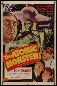 2r642 MAN MADE MONSTER 1sh R1953 The Atomic Monster Lon Chaney Jr. has the touch of death!