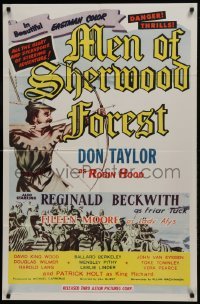 2r655 MEN OF SHERWOOD FOREST 1sh 1956 art of Don Taylor as Robin Hood fighting many guards!
