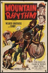 2r673 MOUNTAIN RHYTHM 1sh R1951 Frank McDonald directed, The Weaver Brothers & Elviry!