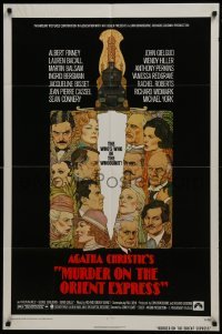 2r677 MURDER ON THE ORIENT EXPRESS 1sh 1974 Agatha Christie, great art of cast by Richard Amsel!