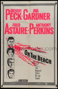 2r712 ON THE BEACH 1sh 1959 art of Gregory Peck, Ava Gardner, Fred Astaire & Anthony Perkins!