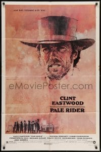 2r725 PALE RIDER 1sh 1985 alternate C. Michael Dudash art of Clint Eastwood with people on his hat!