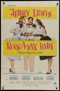 2r776 ROCK-A-BYE BABY 1sh 1958 Jerry Lewis with Marilyn Maxwell, Connie Stevens, and triplets!