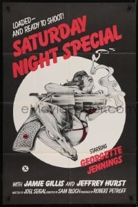 2r797 SATURDAY NIGHT SPECIAL 1sh 1976 Jamie Gillis, sexy art of near-naked girl w/huge smoking gun!