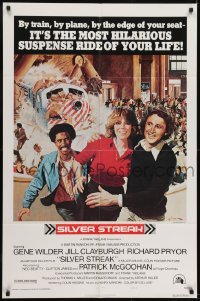 2r824 SILVER STREAK style A 1sh 1976 art of Gene Wilder, Richard Pryor & Jill Clayburgh by Gross!