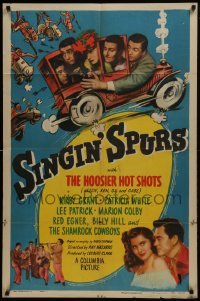 2r826 SINGIN' SPURS 1sh 1948 The Hoosier Hot Shots Hezzie, Ken, Gil & Gabe, Native American art!