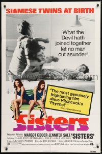 2r829 SISTERS 1sh 1973 Brian De Palma, Margot Kidder is a set of conjoined twins!