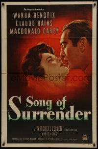 2r840 SONG OF SURRENDER style A 1sh 1949 directed by Mitchell Leisen, Claude Rains & Wanda Hendrix!