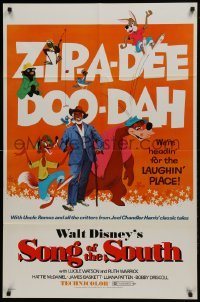 2r841 SONG OF THE SOUTH 1sh R1972 Walt Disney, Uncle Remus, Br'er Rabbit & Bear, zip-a-dee doo-dah!