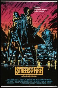 2r863 STREETS OF FIRE 1sh 1984 Walter Hill directed, Michael Pare, Diane Lane, artwork by Riehm!