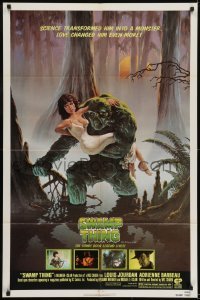 2r870 SWAMP THING NSS style 1sh 1982 Wes Craven, Hescox art of him holding sexy Adrienne Barbeau!