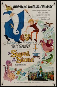2r874 SWORD IN THE STONE style A 1sh 1964 Disney's cartoon story of King Arthur & Merlin the Wizard!