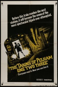 2r877 TAKING OF PELHAM ONE TWO THREE advance 1sh 1974 subway train hijacking, cool art!