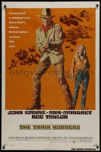 2r936 TRAIN ROBBERS 1sh 1973 full-length Tanenbaum art of cowboy John Wayne & sexy Ann-Margret!