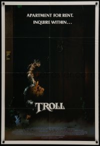 2r941 TROLL 1sh 1985 wacky image of monster hiding behind door, produced by Albert Band!