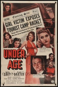 2r946 UNDER AGE 1sh 1941 smashing the mob that uses lovely girls to lure men to disaster!