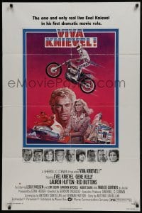 2r955 VIVA KNIEVEL 1sh 1977 best artwork of the greatest daredevil jumping his motorcycle!