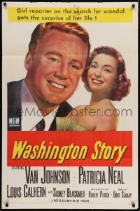 2r961 WASHINGTON STORY 1sh 1952 great close up image of Van Johnson & Patricia Neal!