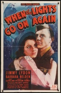 2r969 WHEN THE LIGHTS GO ON AGAIN 1sh 1944 veteran Jimmy Lydon romances Barbara Belden!
