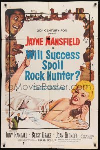 2r976 WILL SUCCESS SPOIL ROCK HUNTER 1sh 1957 art of sexy Jayne Mansfield wearing only a sheet!