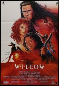 2r977 WILLOW 1sh 1988 Ron Howard directed, John Alvin art of Val Kilmer, Warwick Davis & Whalley!
