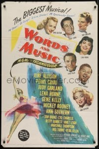 2r988 WORDS & MUSIC 1sh 1949 Judy Garland, Lena Horne & musical all-stars, bio of Rodgers & Hart!