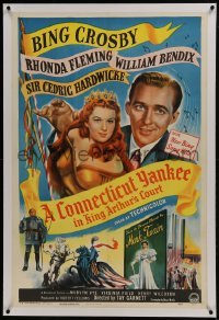 2s191 CONNECTICUT YANKEE IN KING ARTHUR'S COURT linen 1sh 1949 Bing Crosby, sexy Rhonda Fleming!