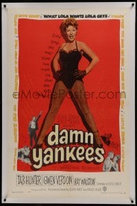 2s194 DAMN YANKEES linen 1sh 1958 baseball, sexy full-length barely-dressed Gwen Verdon!