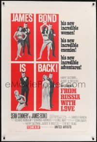 2s225 FROM RUSSIA WITH LOVE linen style B 1sh 1964 Sean Connery as Ian Fleming's James Bond is back!