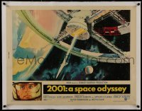 2s129 2001: A SPACE ODYSSEY linen 1/2sh 1968 Stanley Kubrick classic, Bob McCall space wheel art!