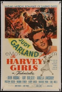 2s240 HARVEY GIRLS linen 1sh 1945 art of Judy Garland, MGM's musical romance of daring days!