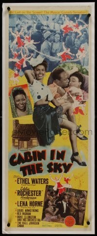 2s124 CABIN IN THE SKY linen insert 1943 great montage of Lena Horne, Rochester & black cast, rare!
