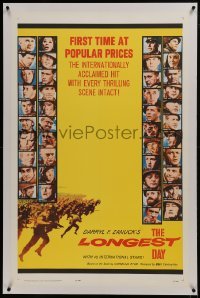2s278 LONGEST DAY linen 1sh 1962 John Wayne in WWII, all-star cast, first time at popular prices!