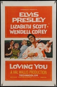 2s283 LOVING YOU linen 1sh 1957 Elvis Presley, Lizabeth Scott, Wendell Corey & Dolores Hart!